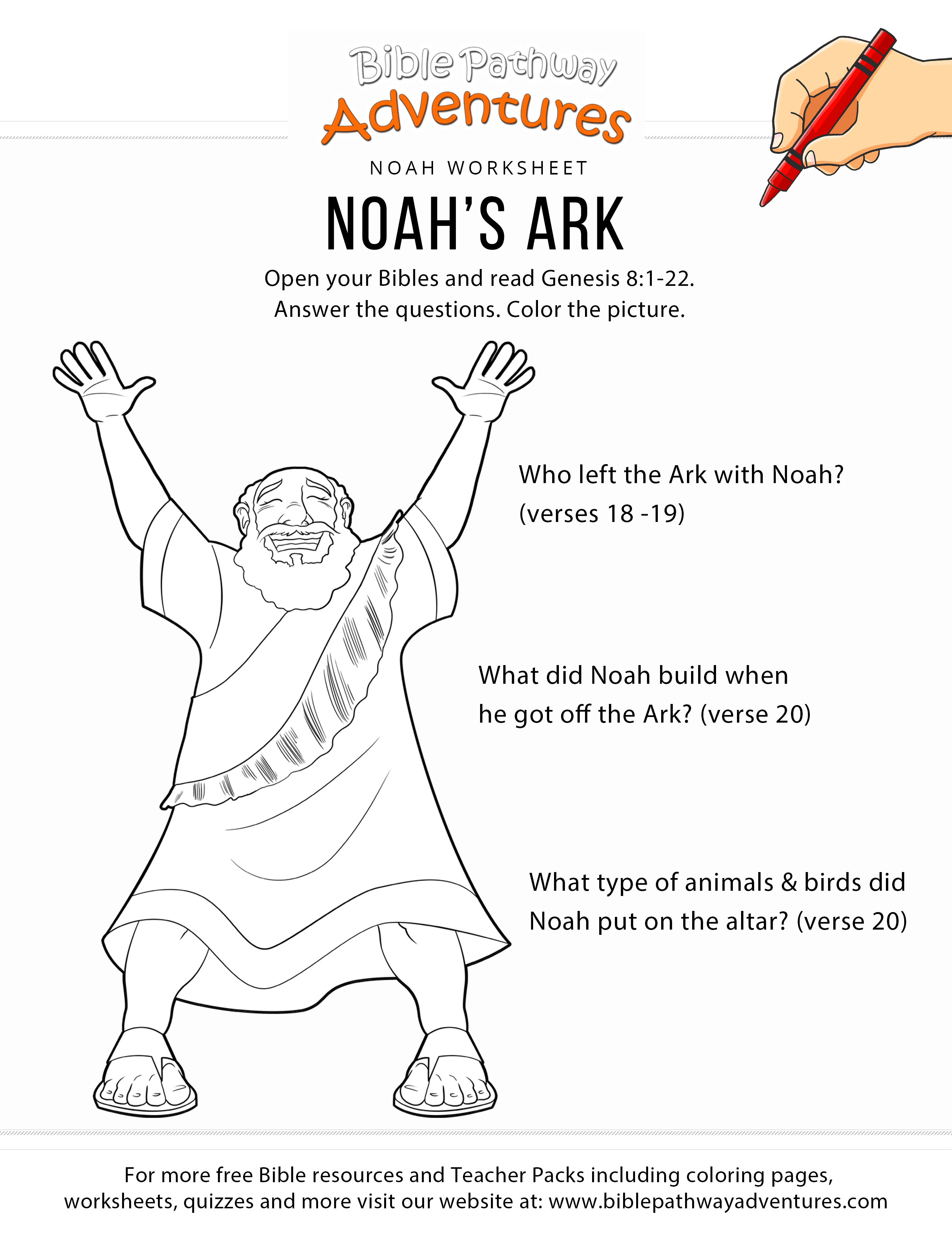 Noah's Ark Worksheet And Coloring Page | Bible Study For Kids - Free Printable Children&amp;#039;s Bible Lessons Worksheets