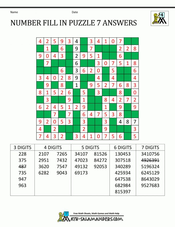 Number Fill In Puzzles Free Printable Fill In Puzzles Free Printable