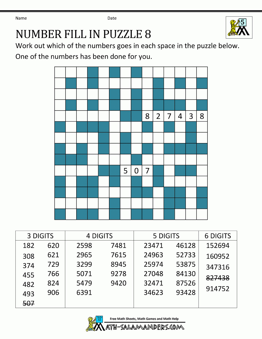 free printable number fill ins