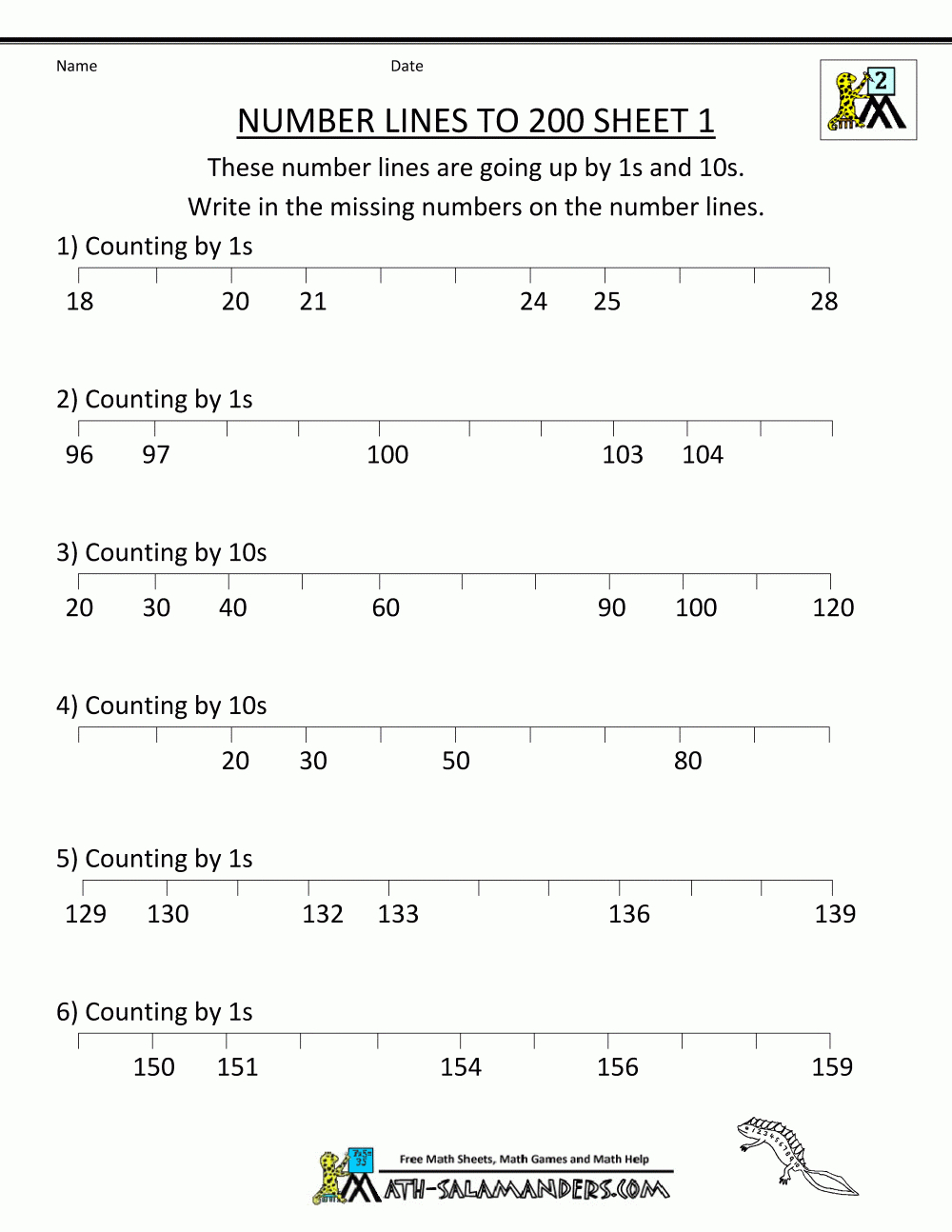 Number Line Worksheets Up To 1000 - Free Printable Number Line Worksheets