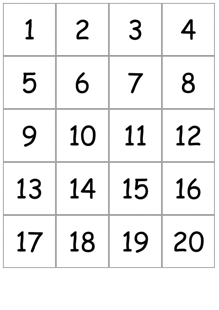 Free Printable Number Bingo Cards 1 20
