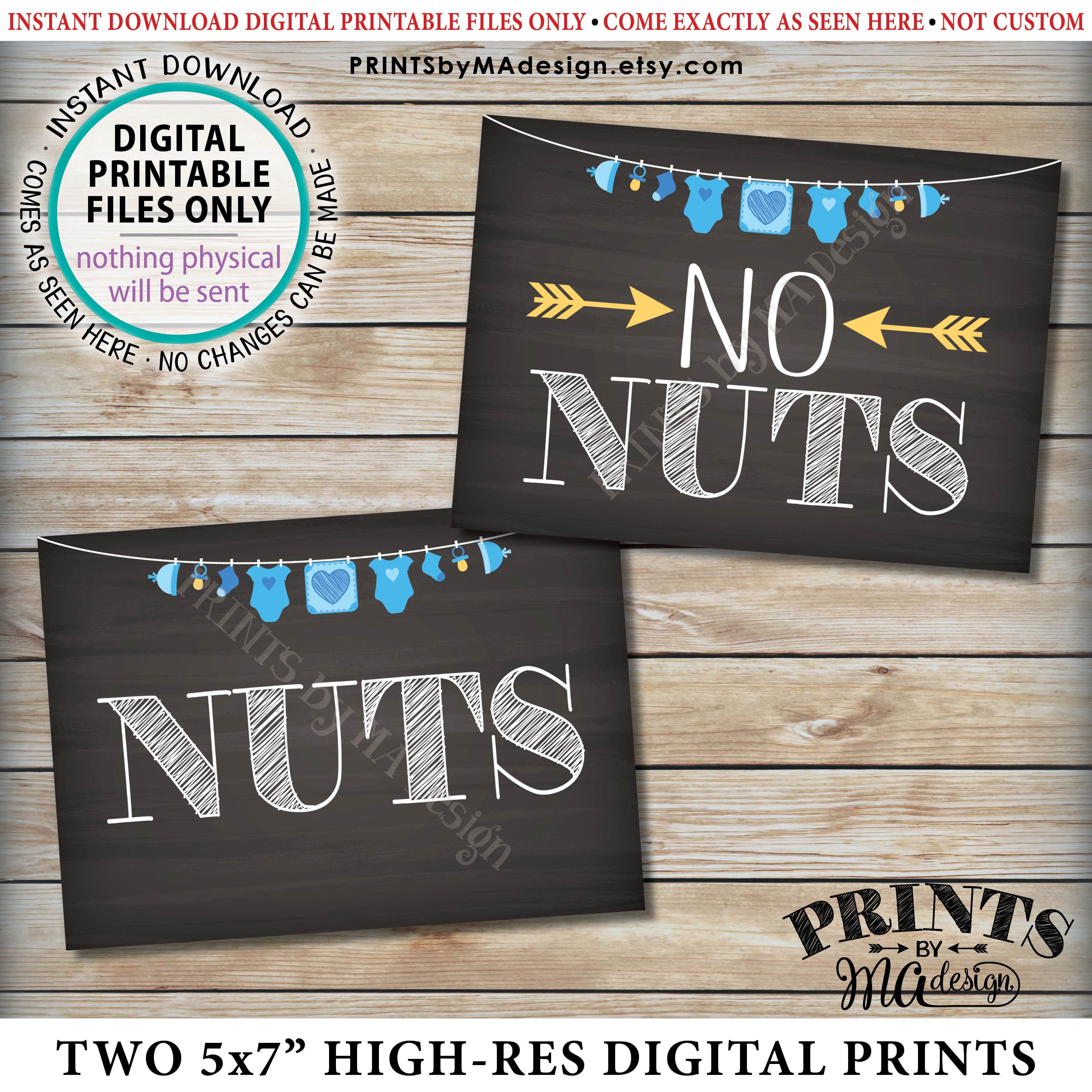 Nuts And No Nuts Signs, Food Allergy Baby Shower Sign, Nut Free - Printable Nut Free Signs