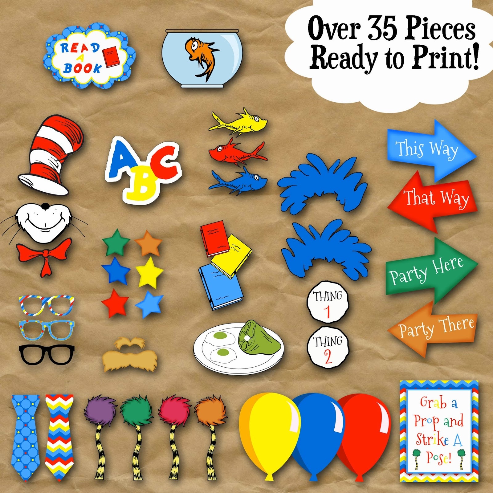 Old Market Corner: Dr. Seuss Photo Booth Printable Props - Free Printable Dr Seuss Photo Props