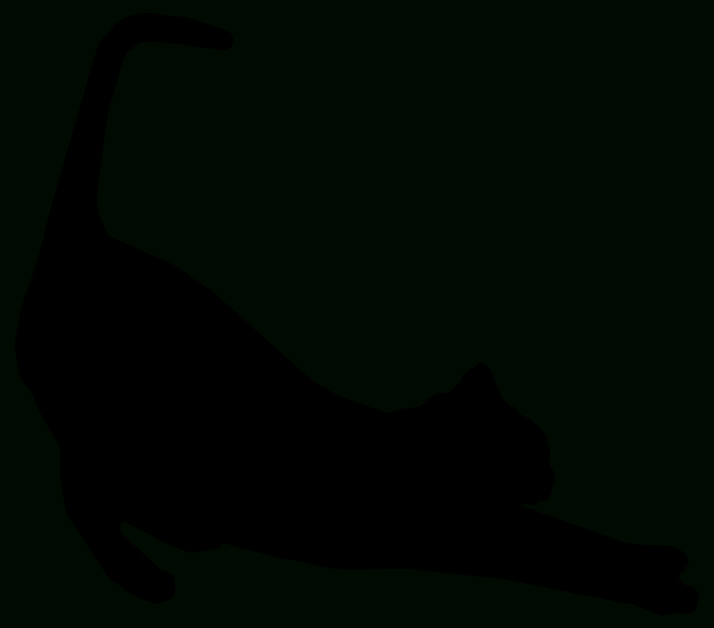 Onlinelabels Clip Art - Stretching Cat Silhouette - Free Printable Cat Silhouette