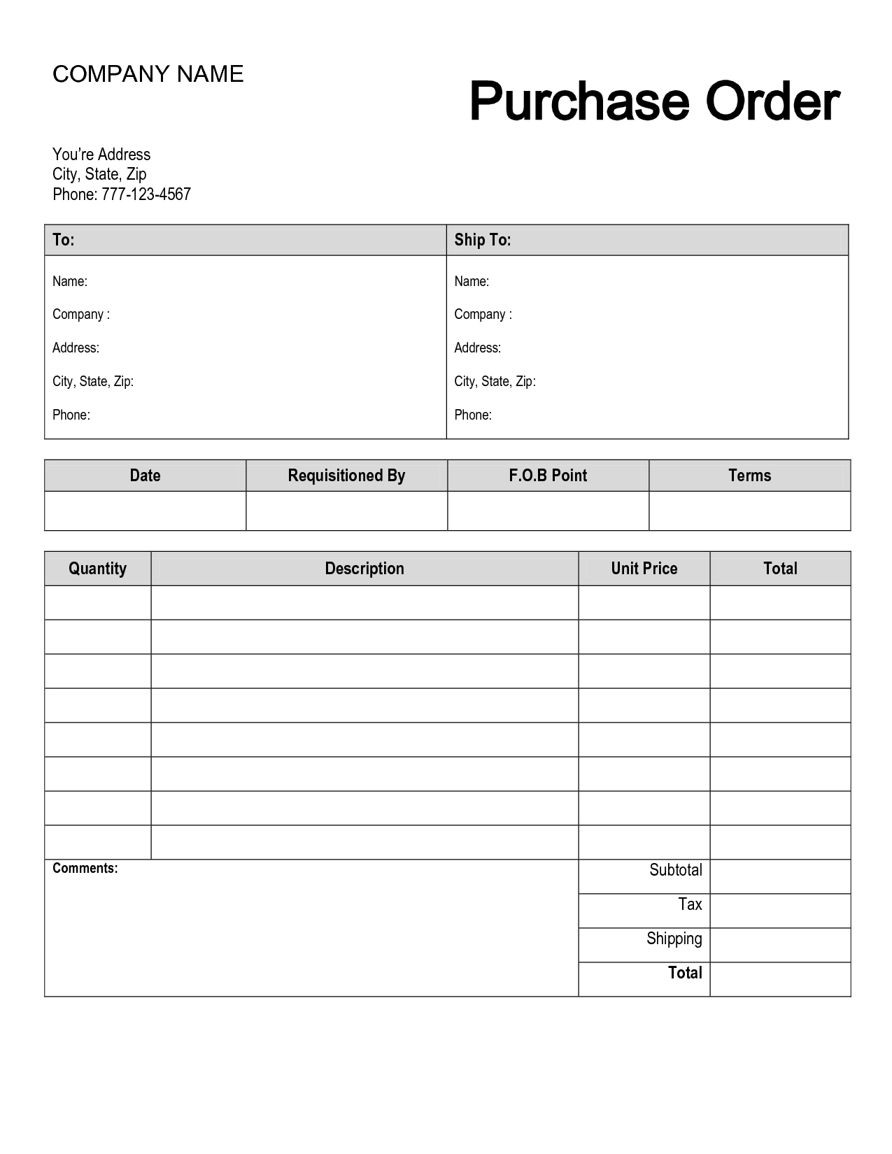 Order Form Template | Purchase Order Templates | Order Form Template - Free Printable Order Forms