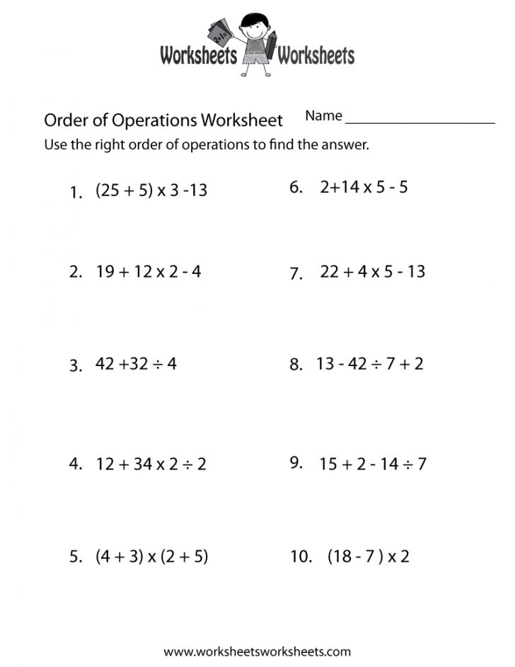 Order Of Operations Free Printable Worksheets With Answers