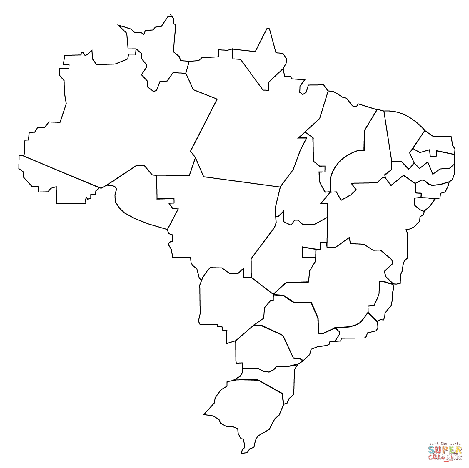 Outline Map Of Brazil With States Coloring Page | Free Printable - Free Printable Map Of Brazil