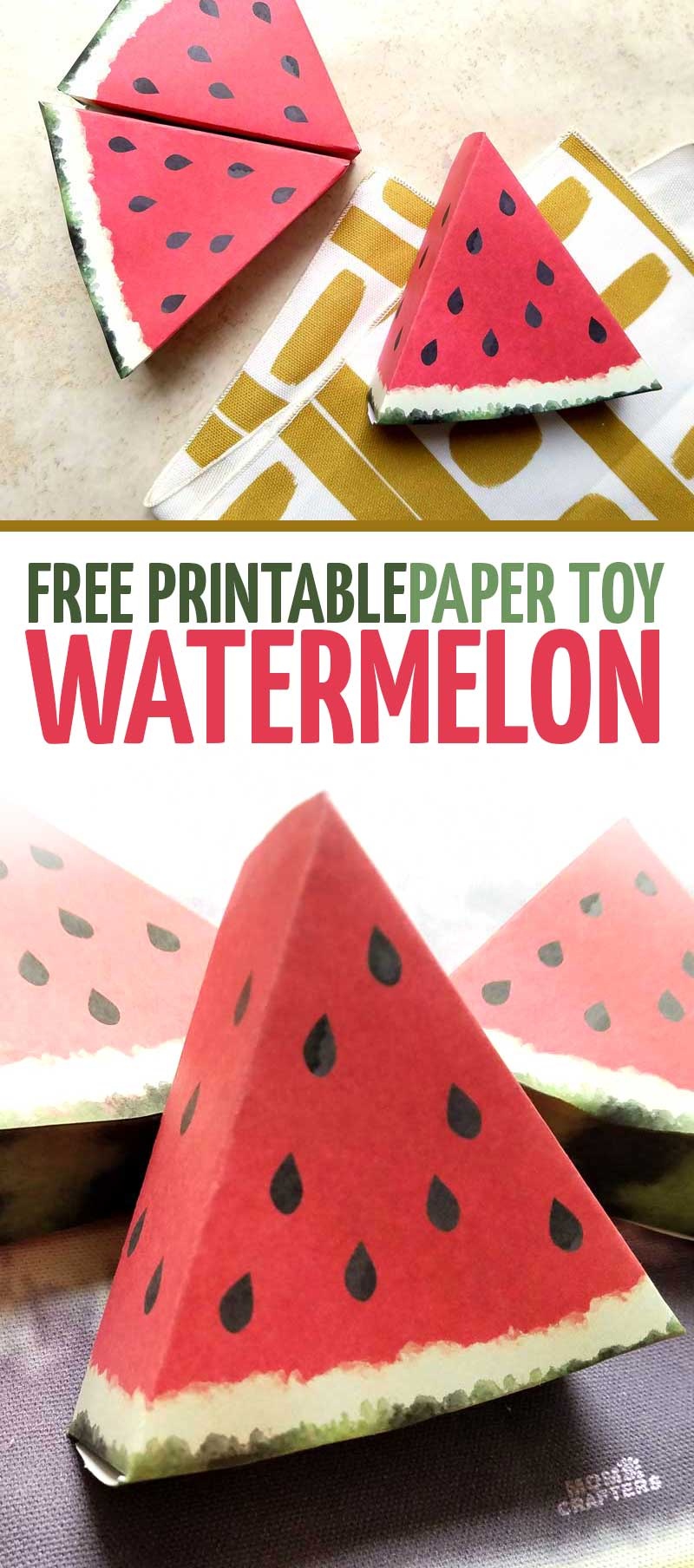 Paper Craft Templates For Play Fruit: Watermelon * Moms And Crafters - Free Printable Paper Crafts