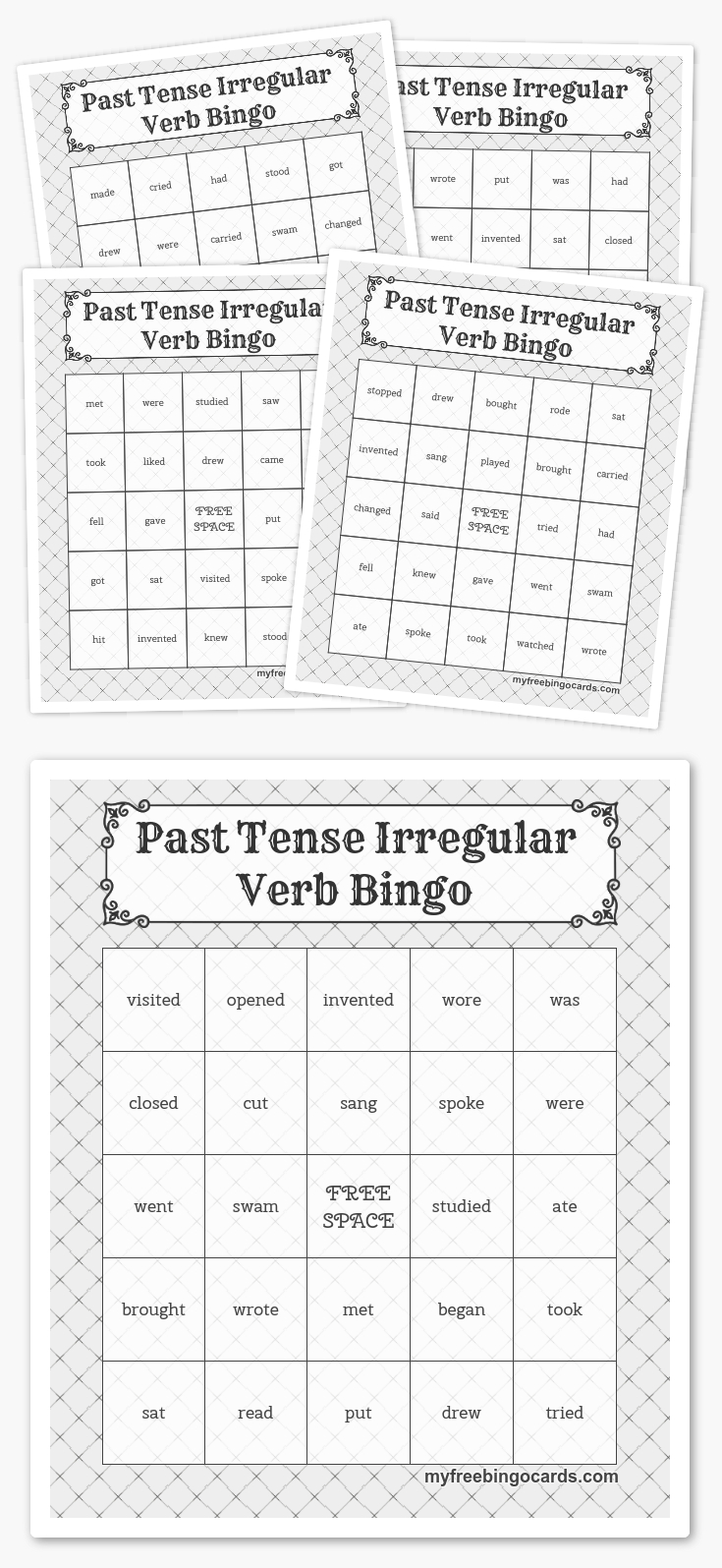 Past Tense Irregular Verb Bingo | Future Teacher :) | Free Printable - Free Printable Bingo Cards For Teachers