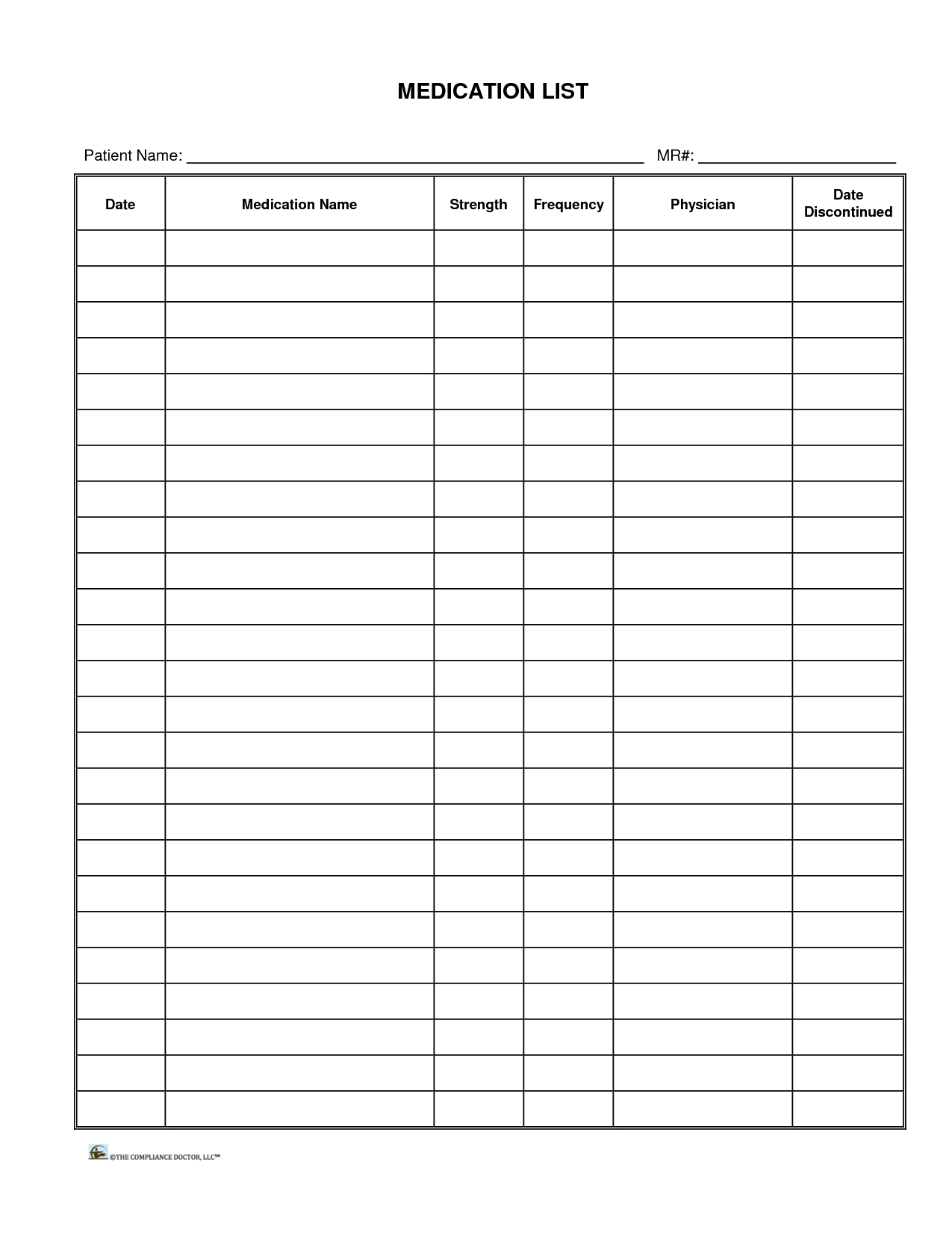 Patient+Medication+List+Template | Groceries List | Medication List - Free Printable Medication Log Sheet