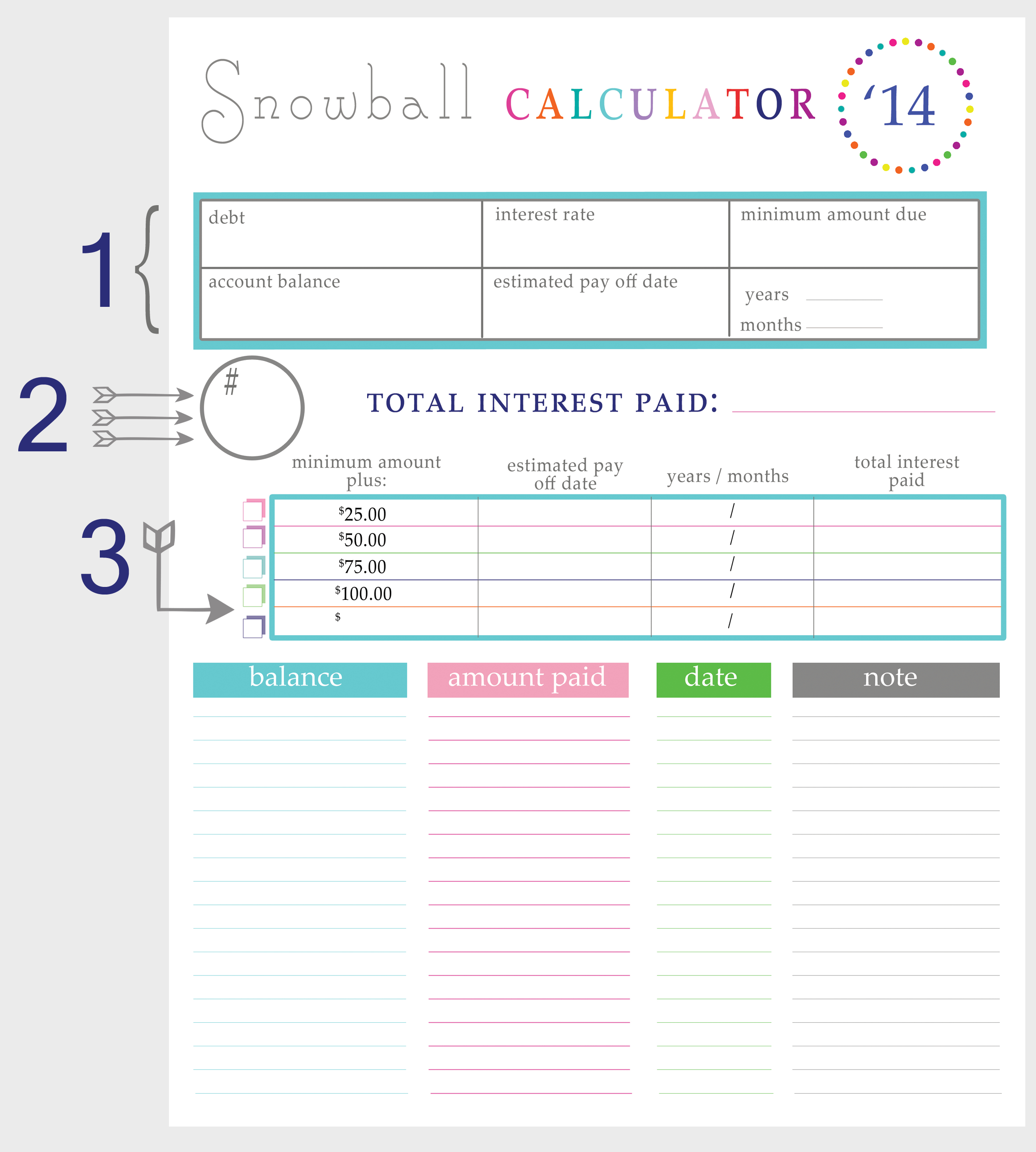 Paying Off Debt Worksheets - Free Printable Debt Snowball Worksheet