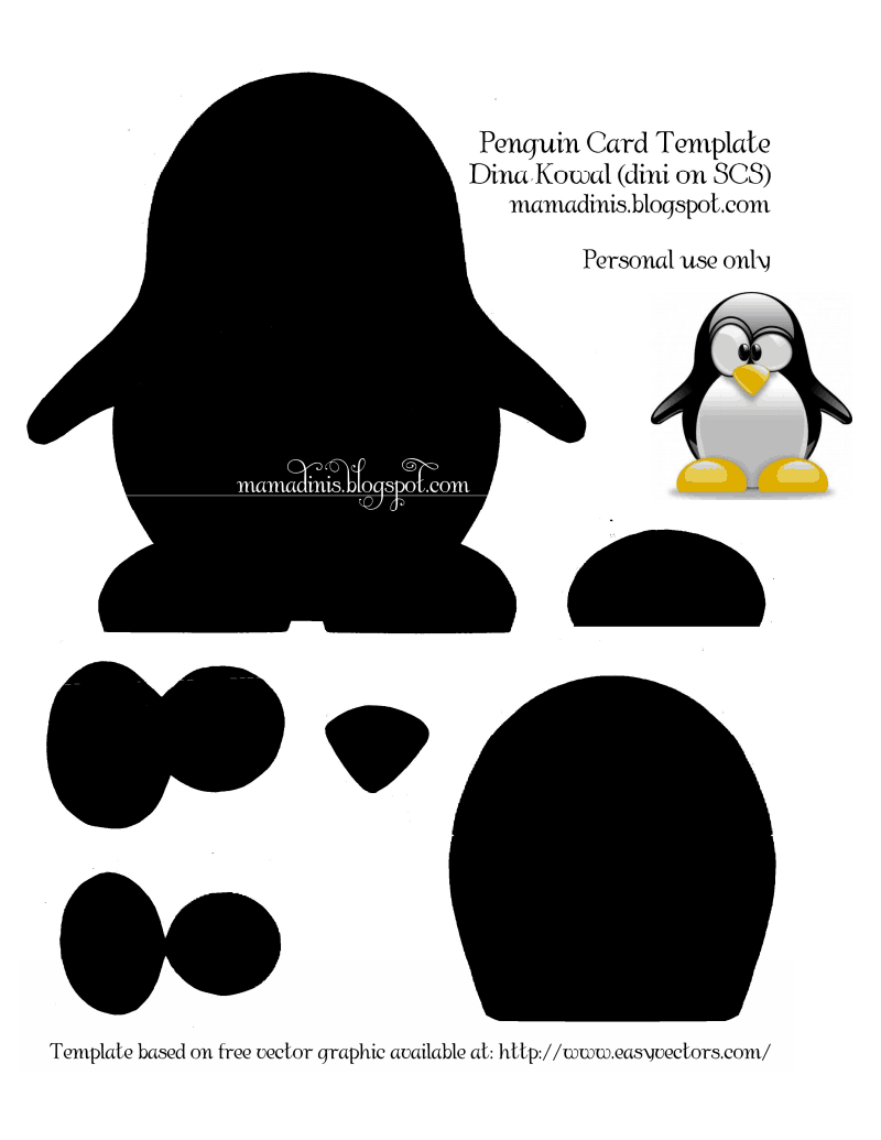 Penguin Card Template.pdf | Cutting Files | Card Templates, Penguins - Free Printable Penguin Template