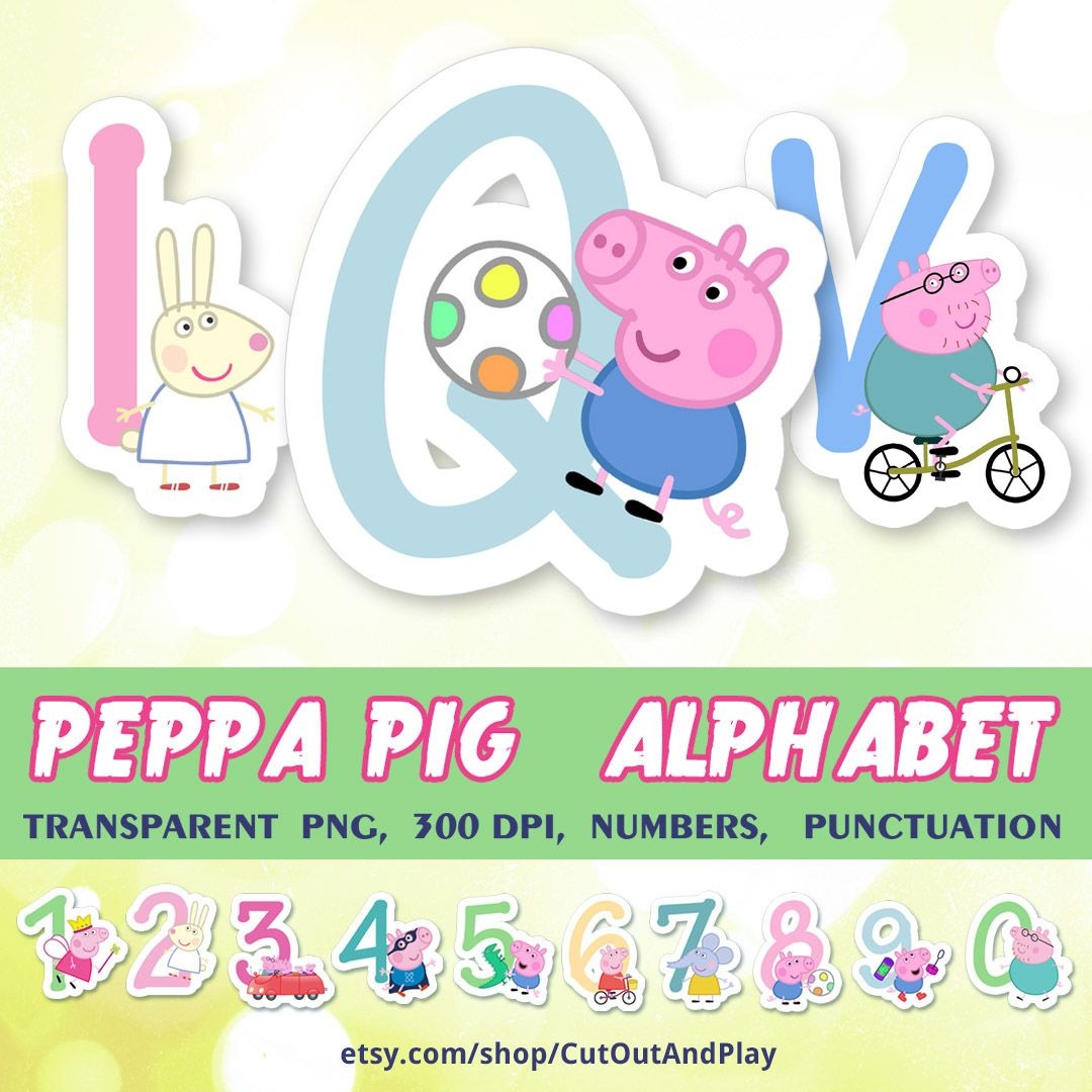 Peppa Pig Alphabet, Clipart, Peppa Pig Birthday Banner, Birthday - Peppa Pig Birthday Banner Printable Free