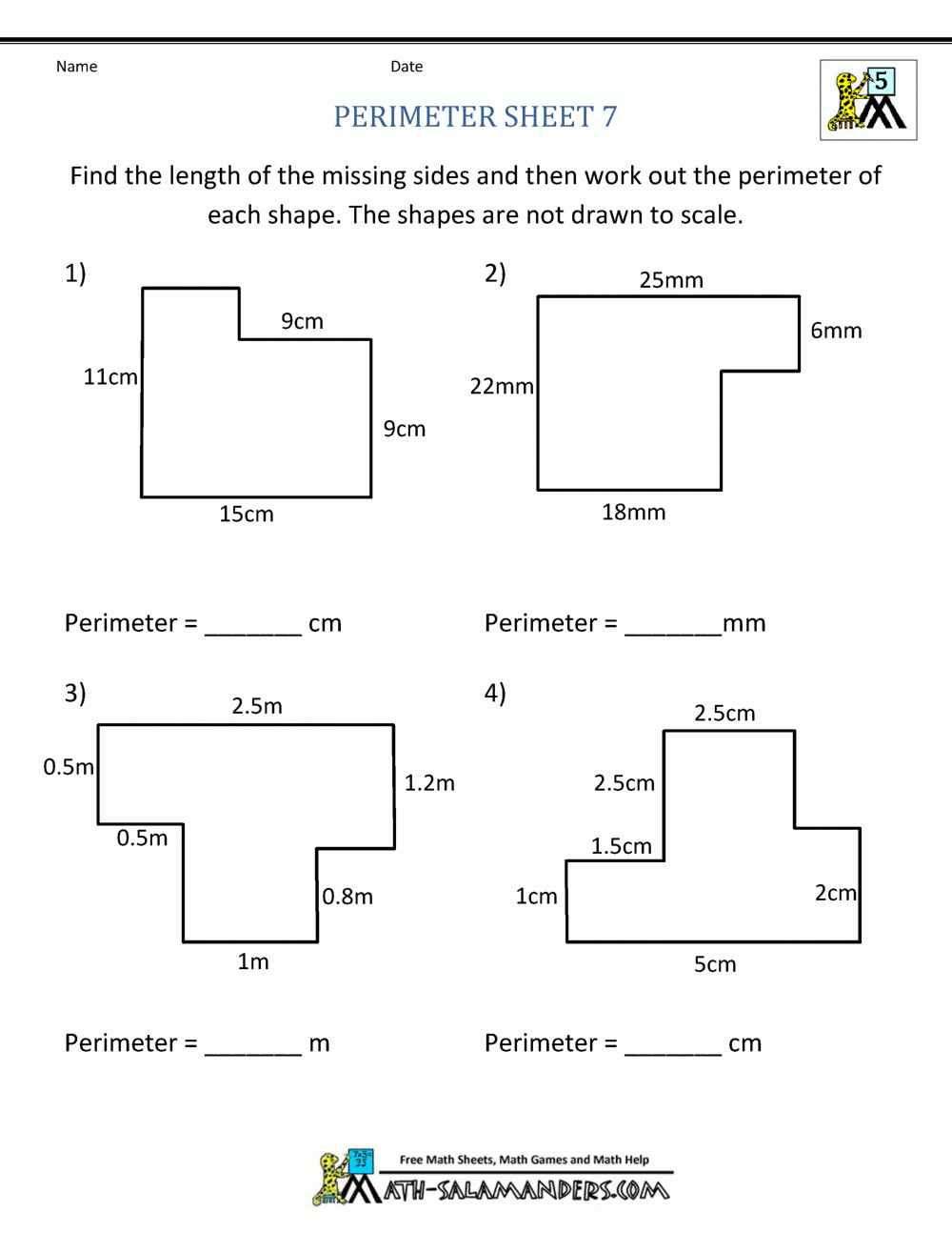 measurement perimeter and area worksheets