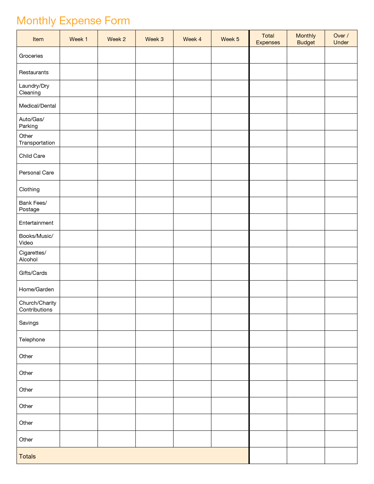 spreadsheet for monthly income and expenses