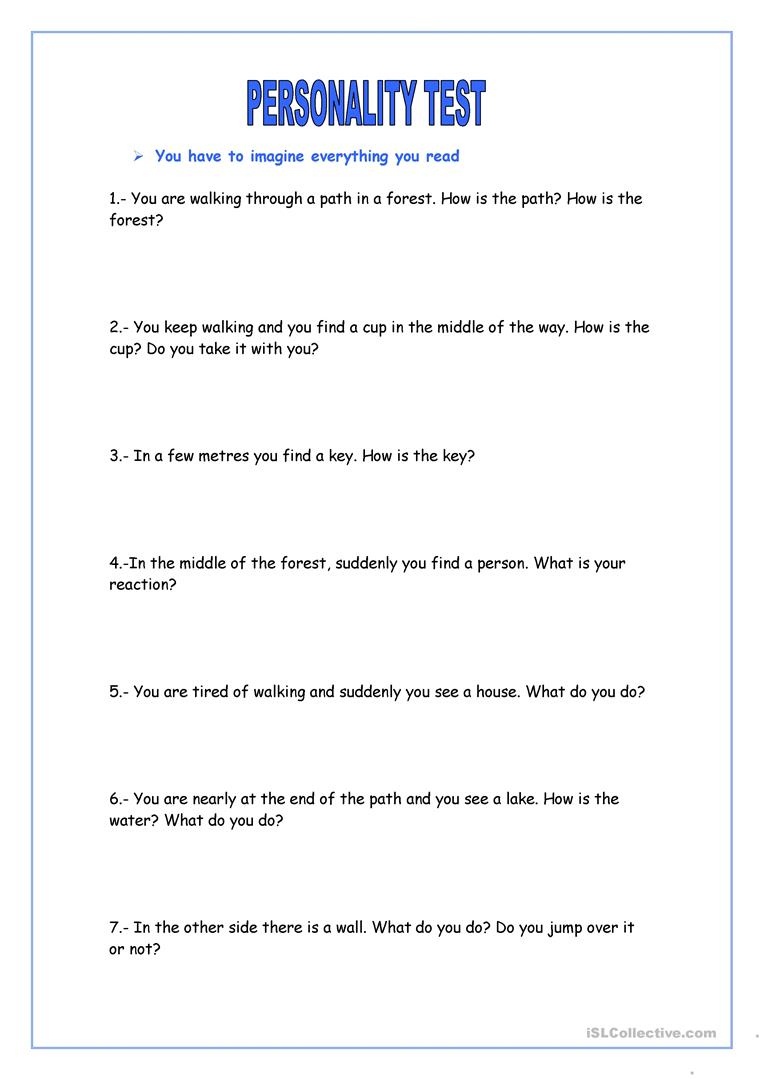 Personality Test Worksheet - Free Esl Printable Worksheets Made - Free Printable Personality Test