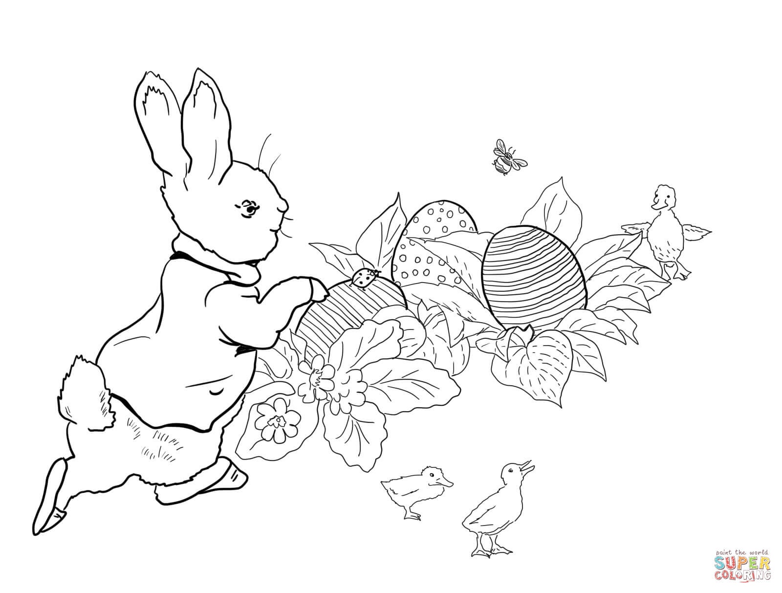 Peter Rabbit Easter Egg Hunt Coloring Page | Free Printable Coloring - Free Printable Peter Rabbit Coloring Pages