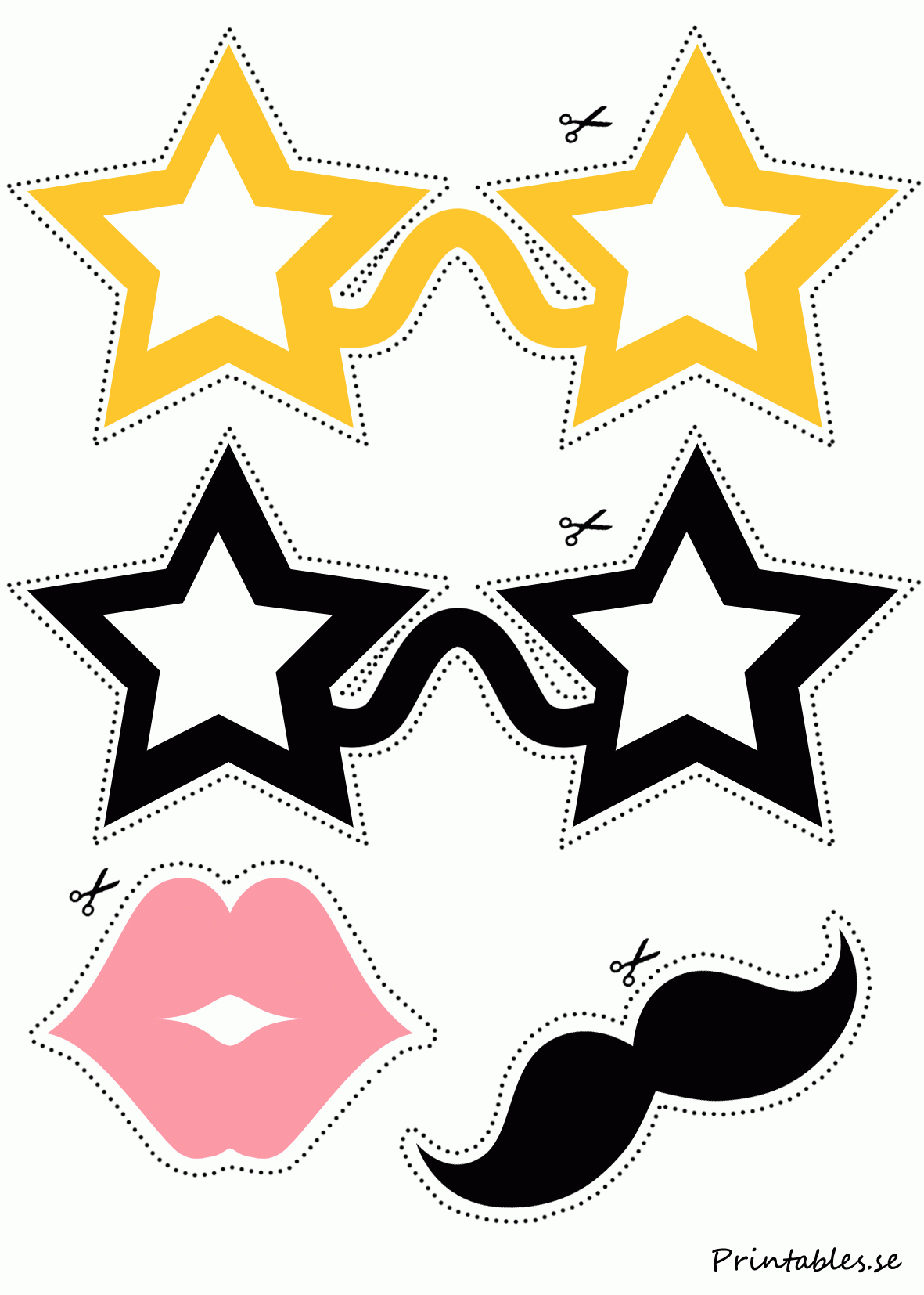 Photo Booth Props: Glasses With Stars (Free Printable) - Free Printable Photo Booth Props