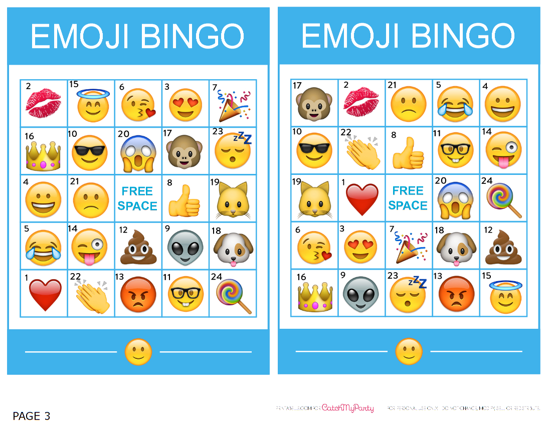 Pincrafty Annabelle On Emoji Printables | Emoji Bingo, Sleepover - Free Emoji Bingo Printable