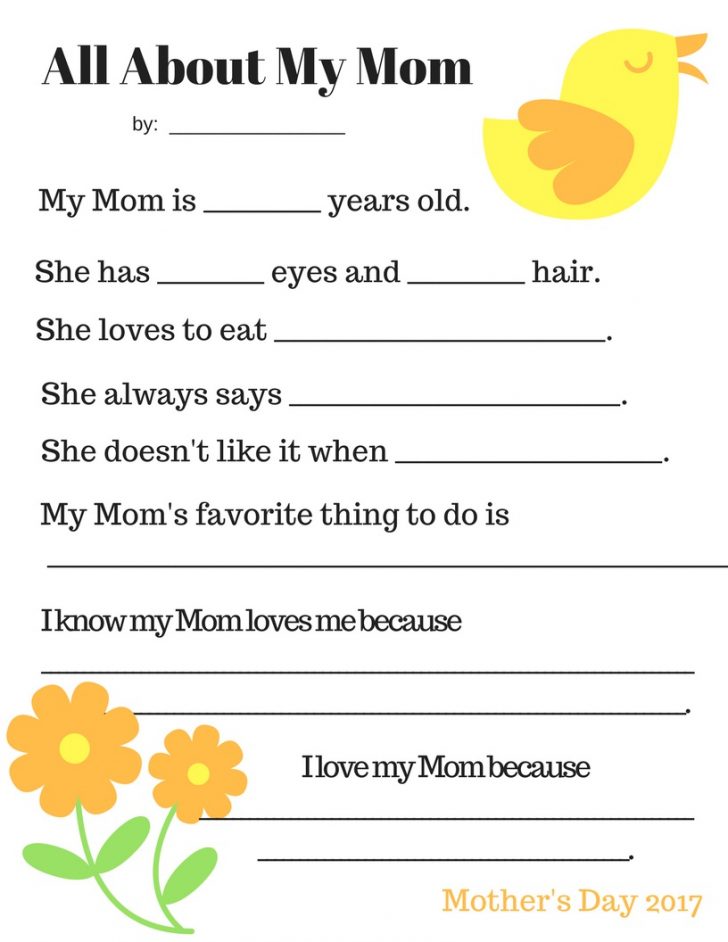 Free Printable Mother's Day Questionnaire