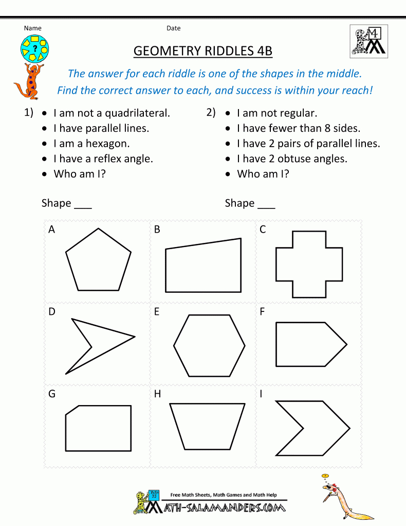 Pinlirea Turner On Geometry | Geometry Worksheets, 4Th Grade - Free Printable Fun Math Worksheets For 4Th Grade