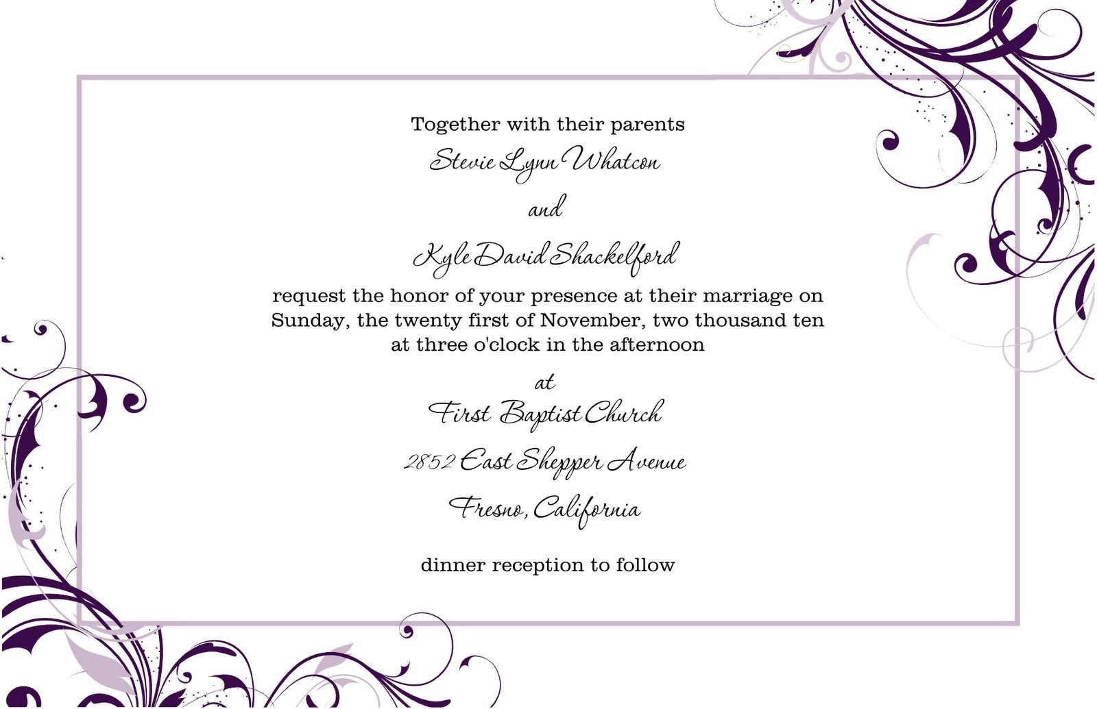 Pinmarina On Wedding Invitation Letter In 2019 | Free Wedding - Free Printable Wedding Invitation Templates For Word