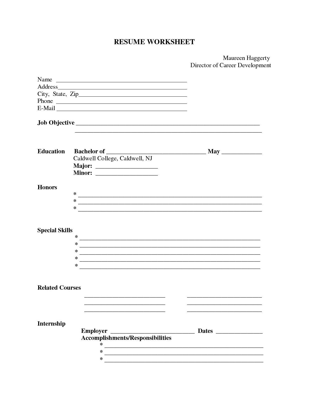 Free Blank Resume Forms Printable Free Printable