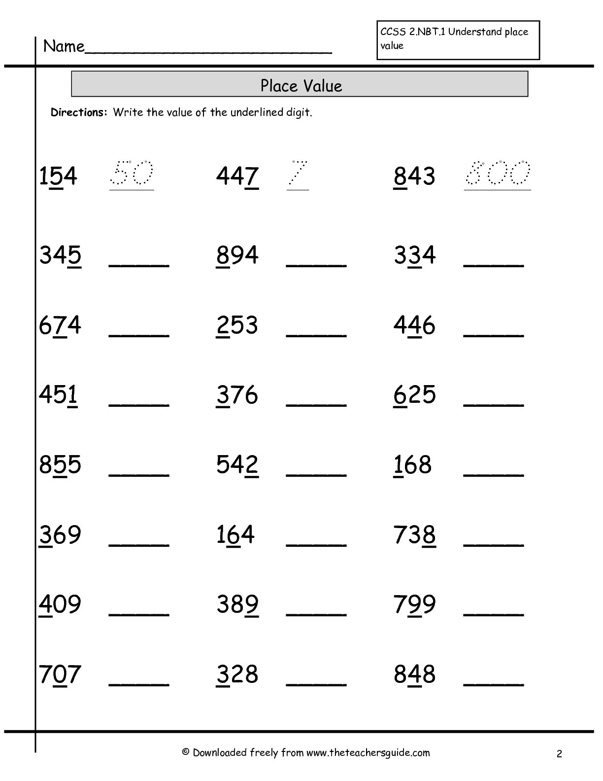 Place Value Worksheets From The Teacher&amp;#039;s Guide - Free Printable Place Value Worksheets