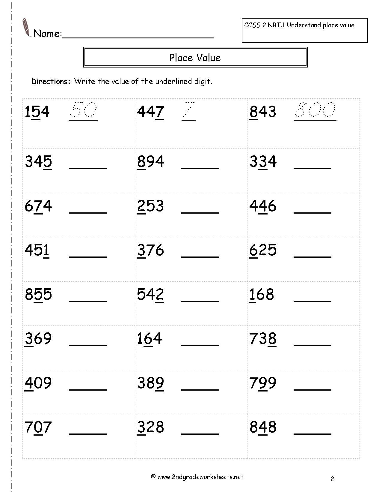 Place Value Worksheets Second Grade | Place Value Worksheet | Places - Free Printable Place Value Worksheets