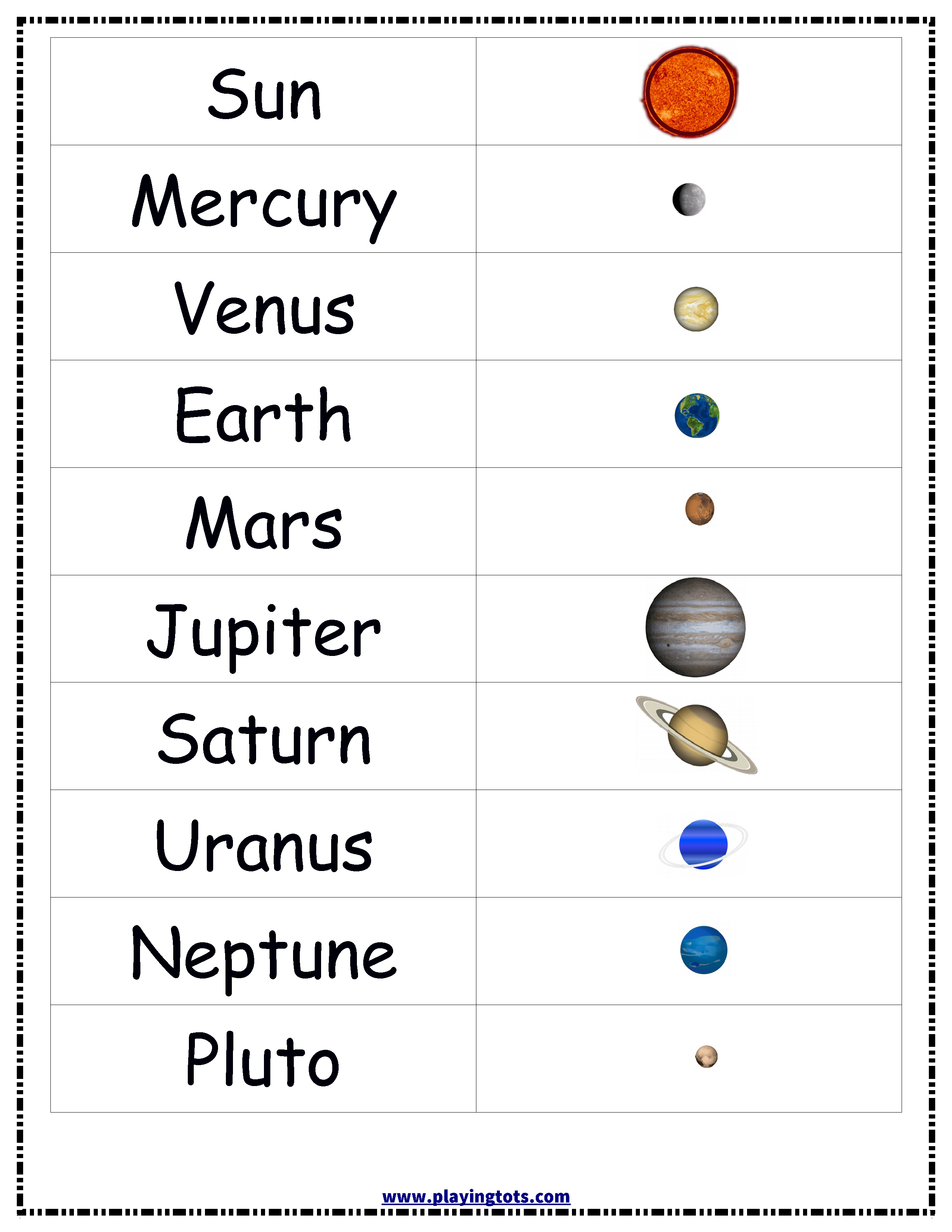 Free Print Out Of The Planets