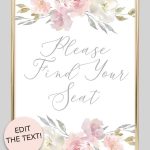 Please Find Your Seat Printable Sign (Blush Floral | Free Printables   Please Sign Our Guestbook Free Printable