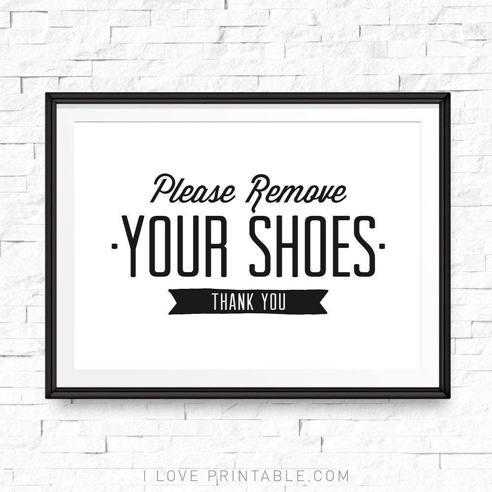 Please Remove Your Shoes Printable Take Shoes Off Sign Shoe | Etsy - Free Printable Remove Your Shoes Sign