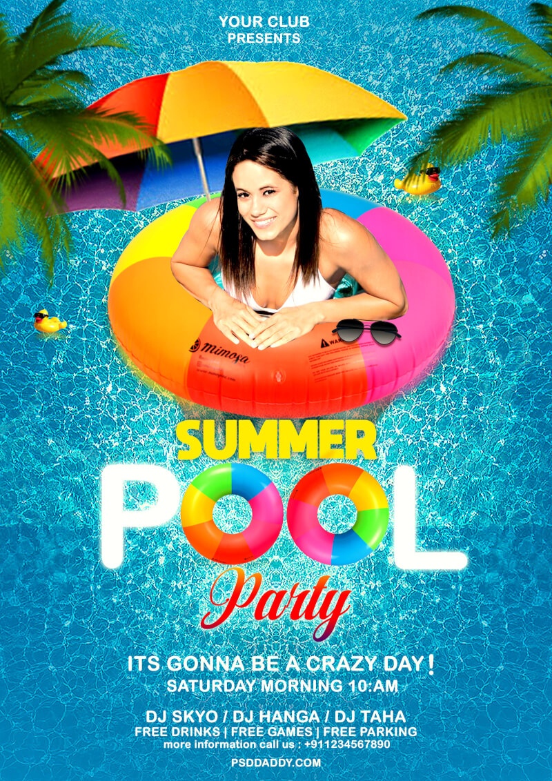 Pool Party Flyer Psd Template | Psddaddy - Pool Party Flyers Free Printable