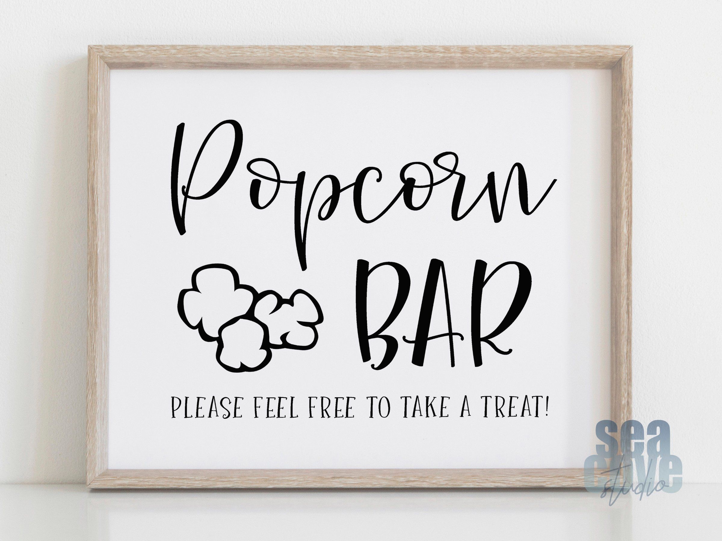 Popcorn Bar Sign, Outdoor Wedding Sign, Wedding Popcorn Sign, Rustic - Popcorn Bar Sign Printable Free