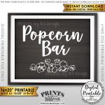 Popcorn Bar Sign, Popcorn Sign, Treat, Graduation Party Birthday   Popcorn Bar Sign Printable Free