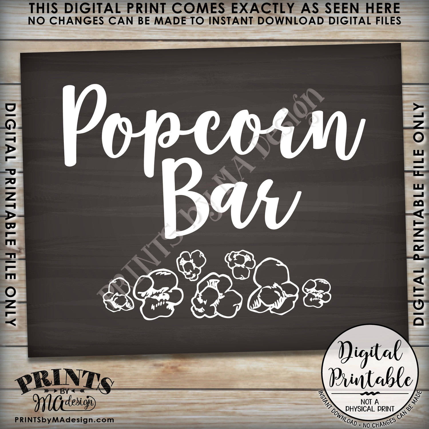 Popcorn Bar Sign, Popcorn Sign, Treat, Graduation Party, Birthday - Popcorn Bar Sign Printable Free