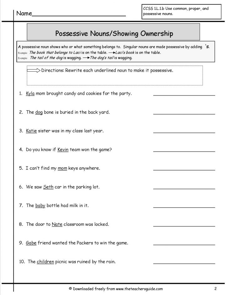 Possessive Nouns Worksheets From The Teachers Guide Free Printable Possessive Nouns