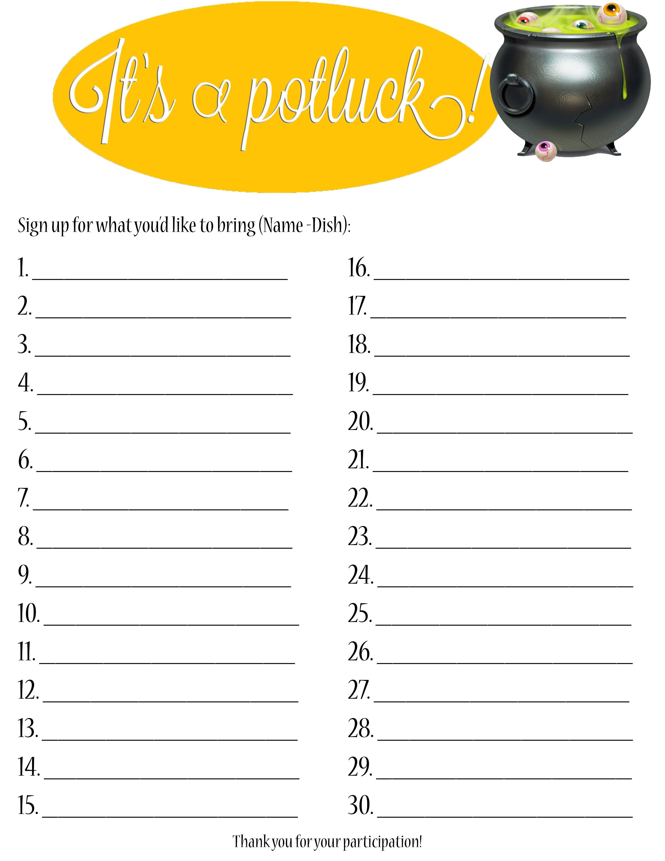 Potluck Sign Up Sheet Collection | Kiddo Shelter | Potluck Sign Up - Free Printable Sign Up Sheets For Potlucks