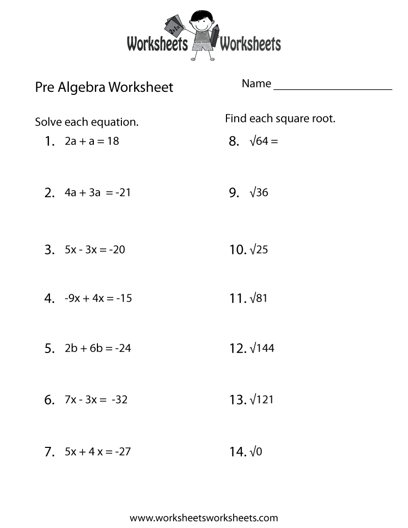 Pre-Algebra Practice Worksheet Printable | Lessons | Algebra - Free Printable 8Th Grade Algebra Worksheets