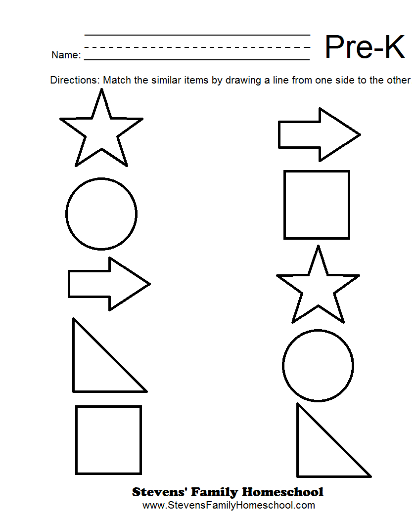 Pre-K Matching Worksheets | Kids | Pre K Worksheets, Pre K Math - Free Printable Pre K Activities