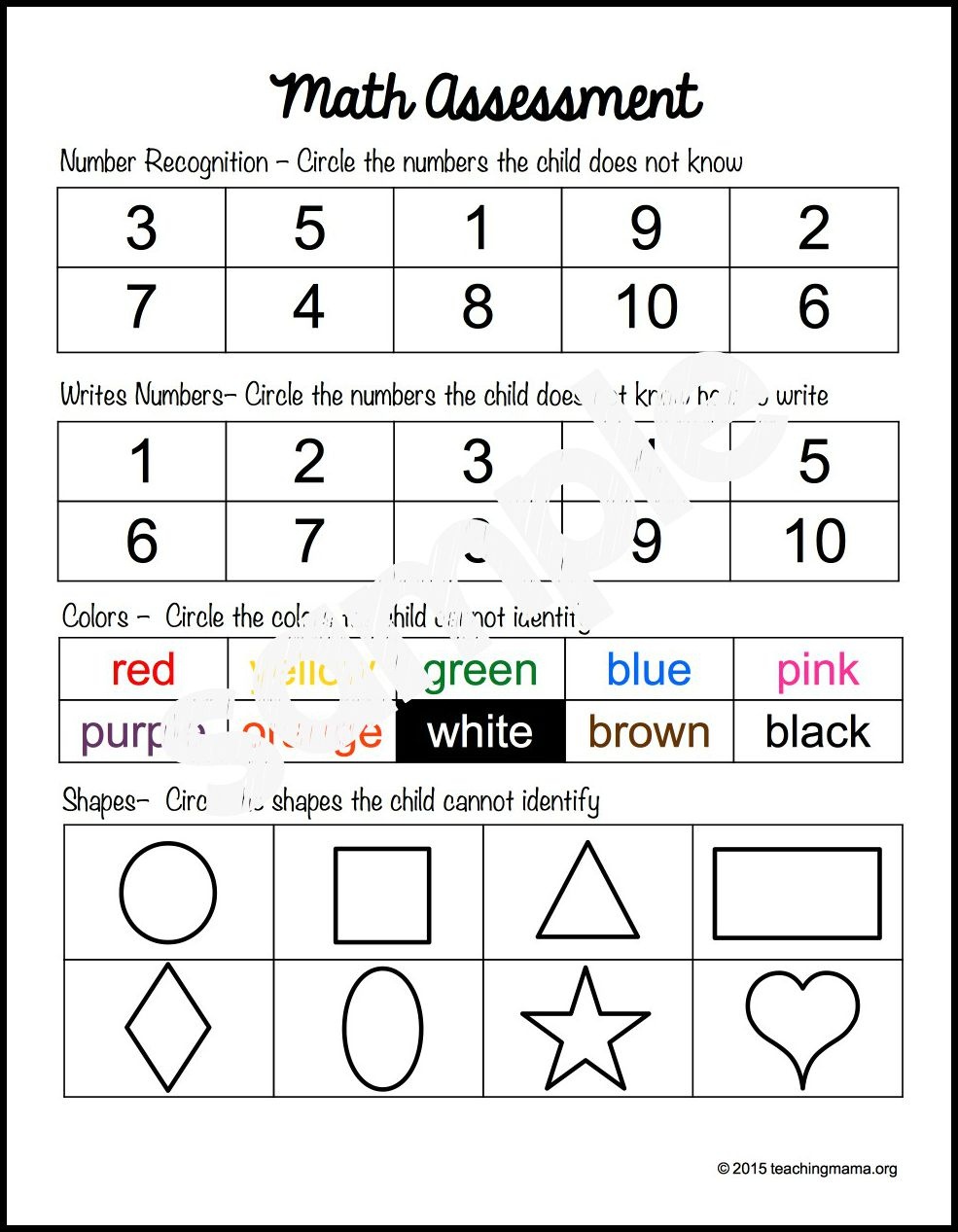 Preschool Assessment Forms - Teaching Mama - Free Printable Pre K Assessment Forms