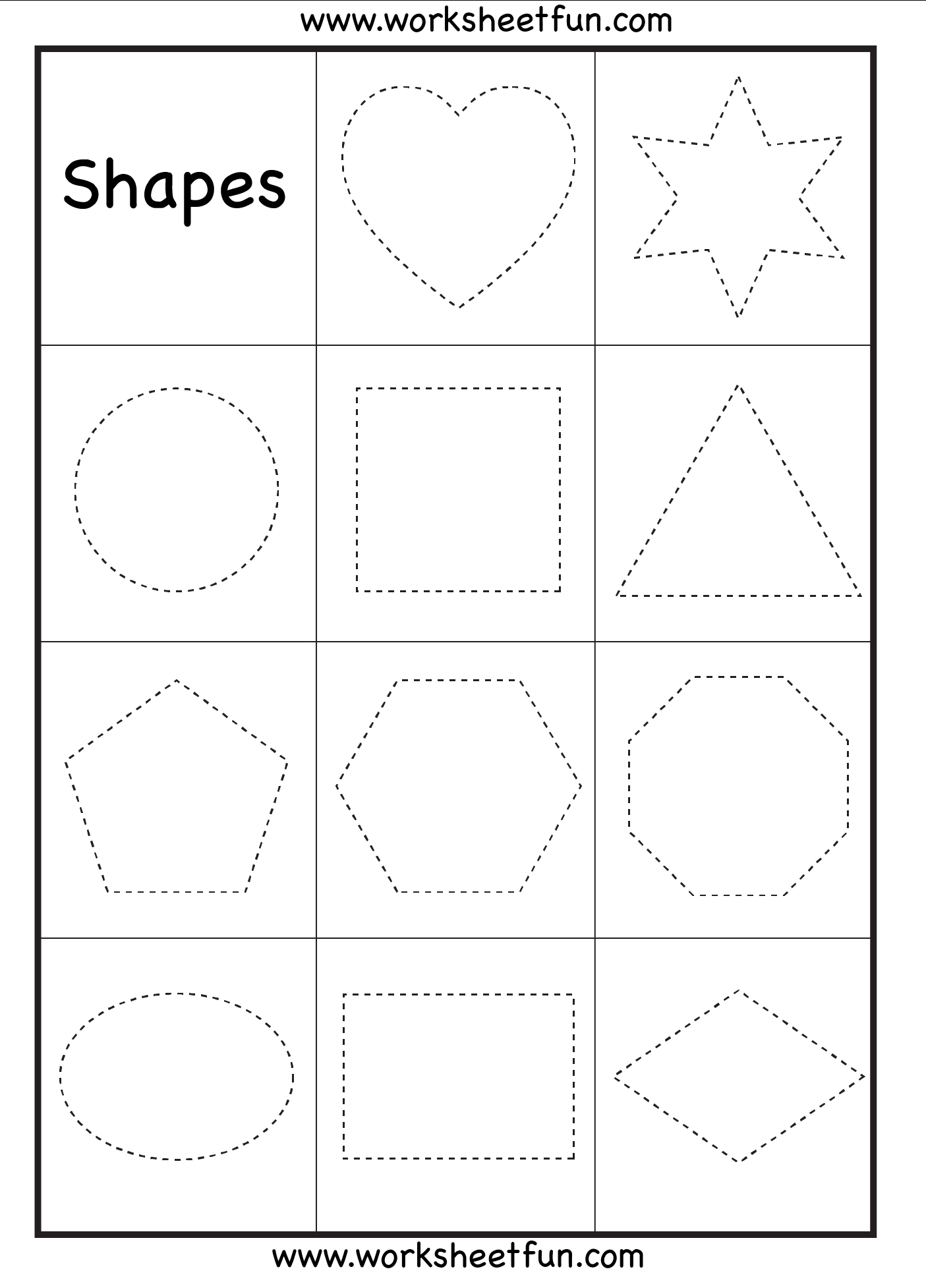 Preschool Shapes Tracing Worksheet | Printable Worksheets - Large Printable Shapes Free
