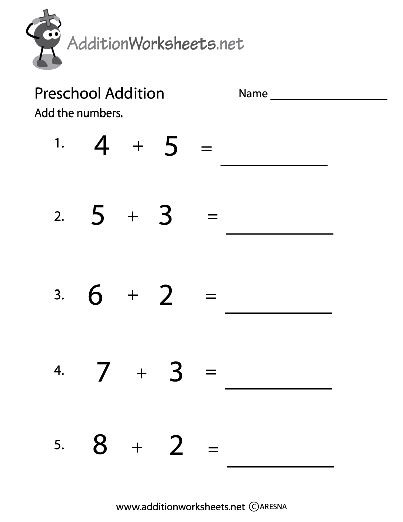 Preschool Simple Addition Worksheet Printable | Preschool Addition - Free Printable Preschool Addition Worksheets