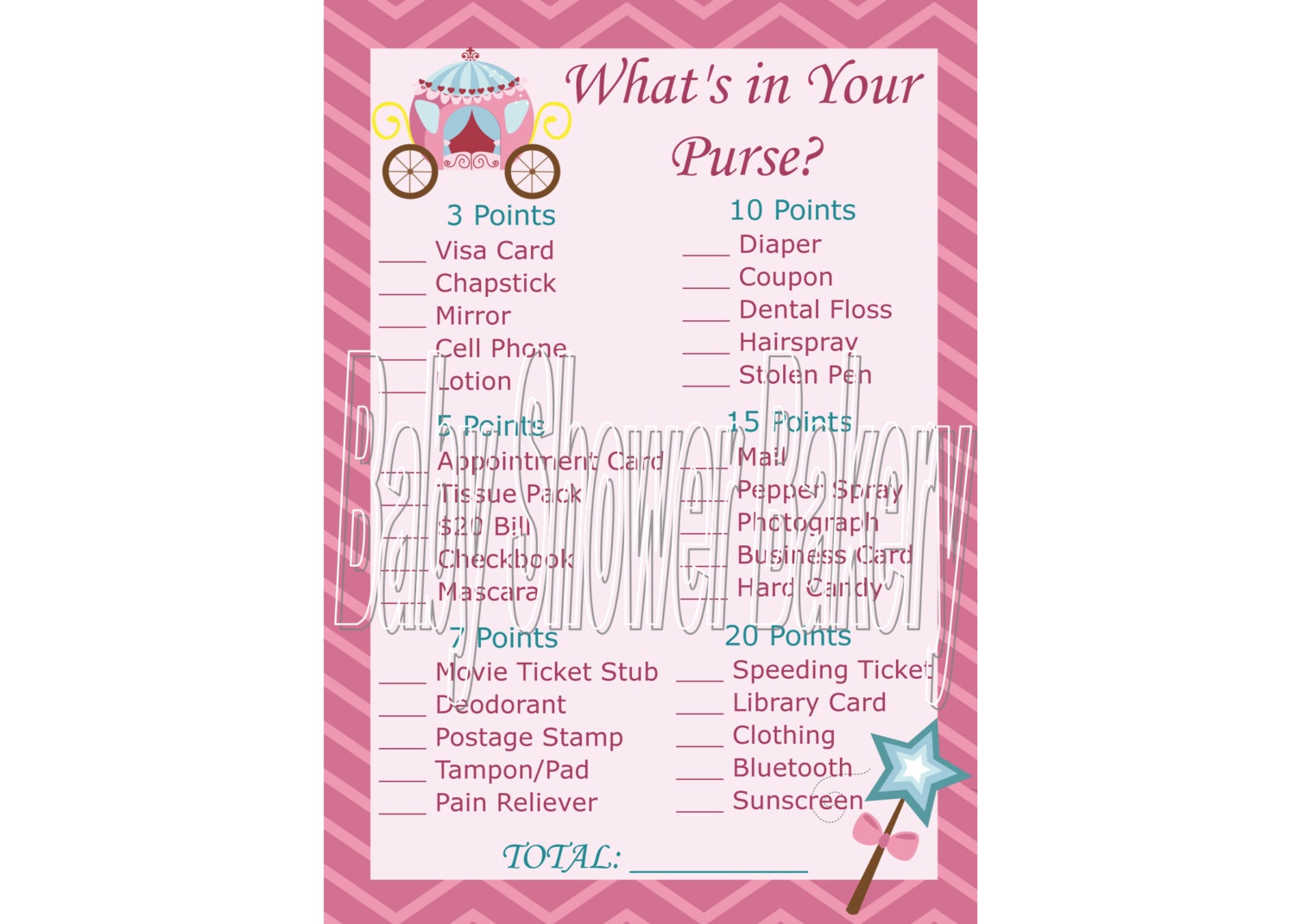 Princess Baby Shower Game Princess Theme Baby Shower | Etsy - Free Printable Baby Shower Game What&amp;amp;#039;s In Your Purse