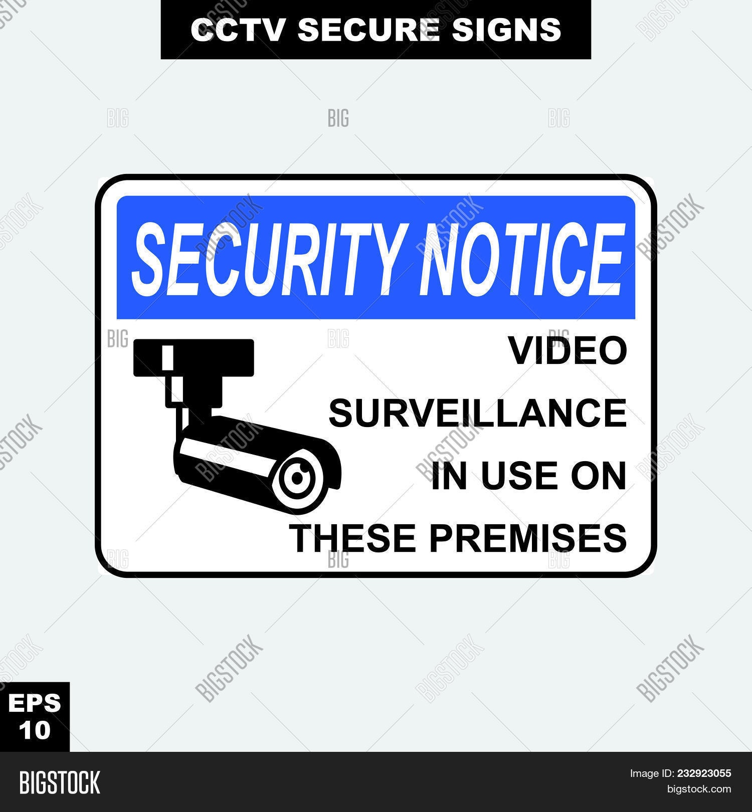 Print Vector &amp;amp; Photo (Free Trial) | Bigstock - Printable Video Surveillance Signs Free