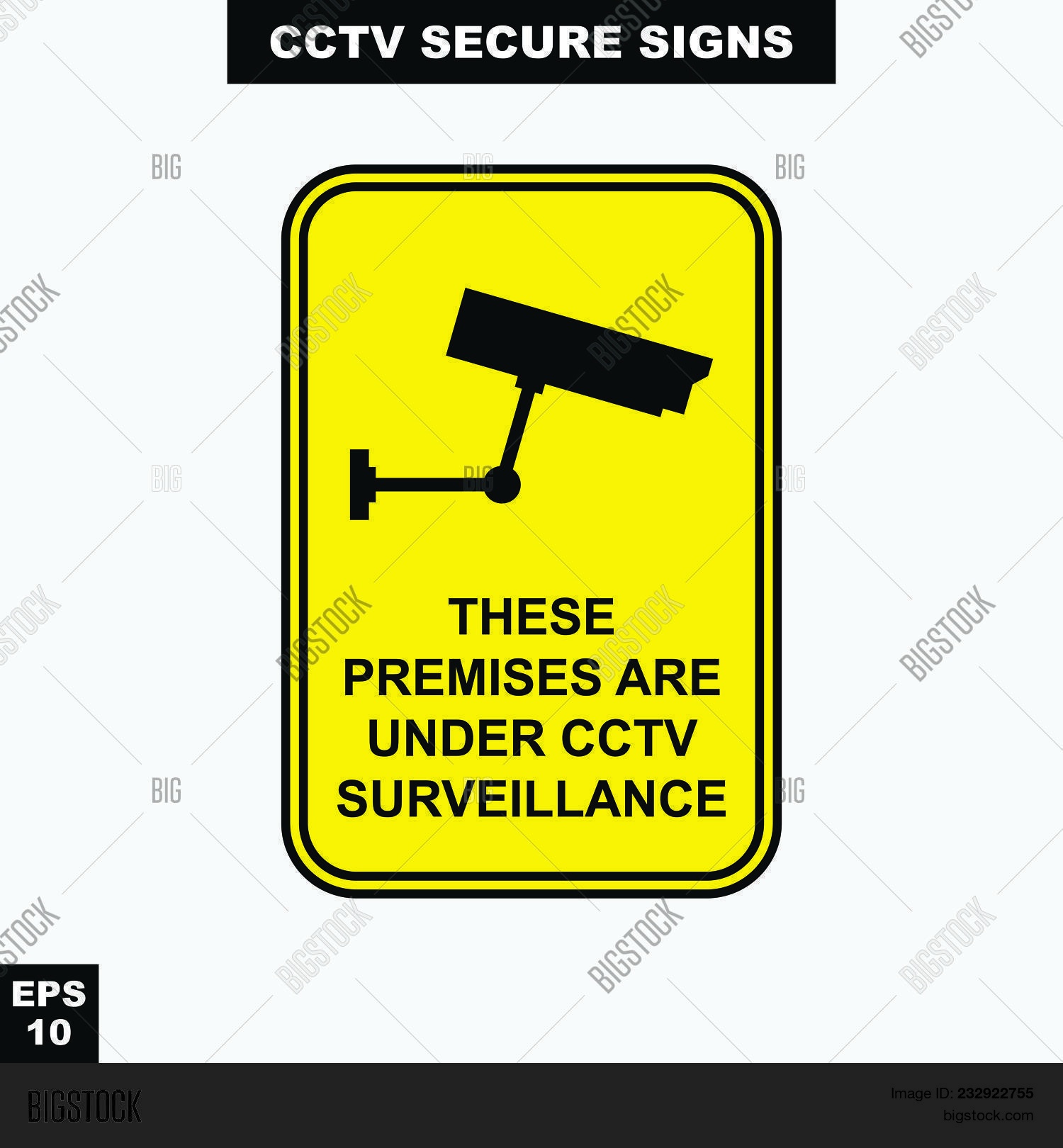 Print Vector &amp;amp; Photo (Free Trial) | Bigstock - Printable Video Surveillance Signs Free