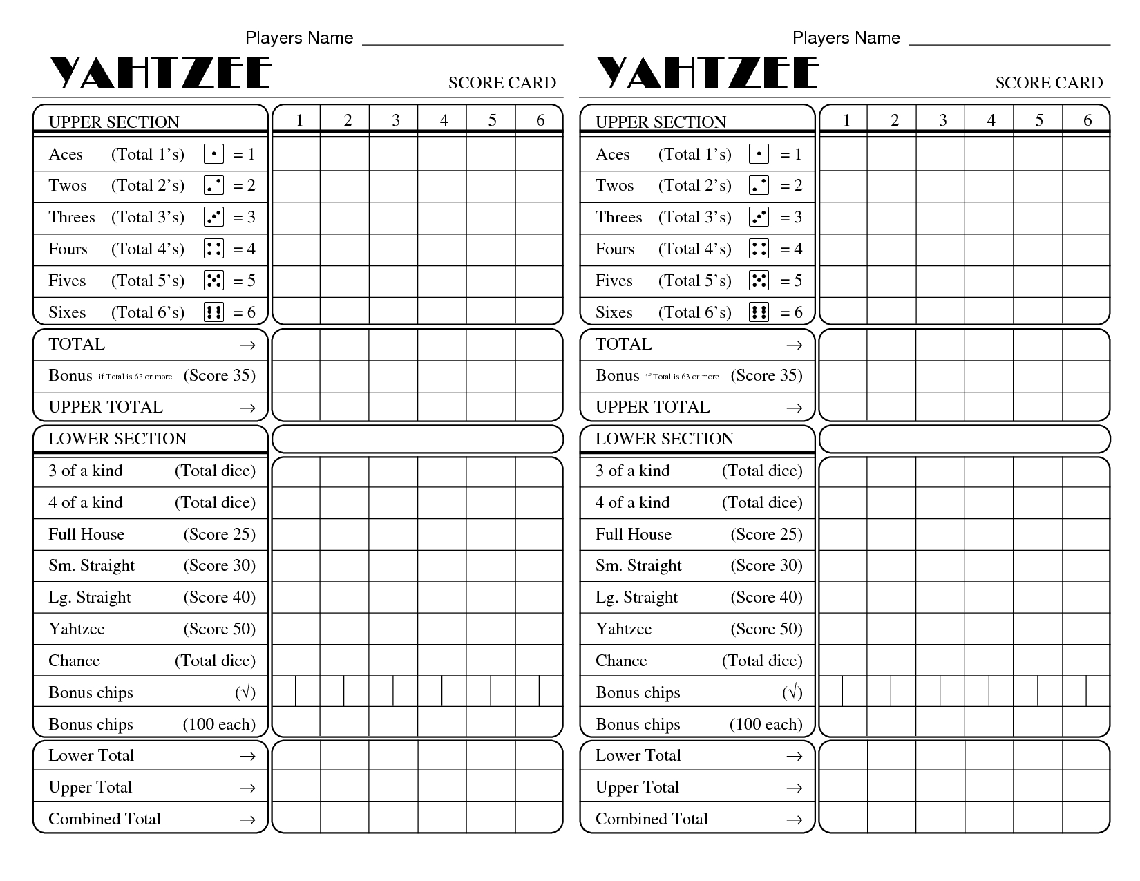 Print Yahtzee Score Sheets Moreover Yatzee Printable Card | Vakantie - Free Printable Yahtzee Score Sheets