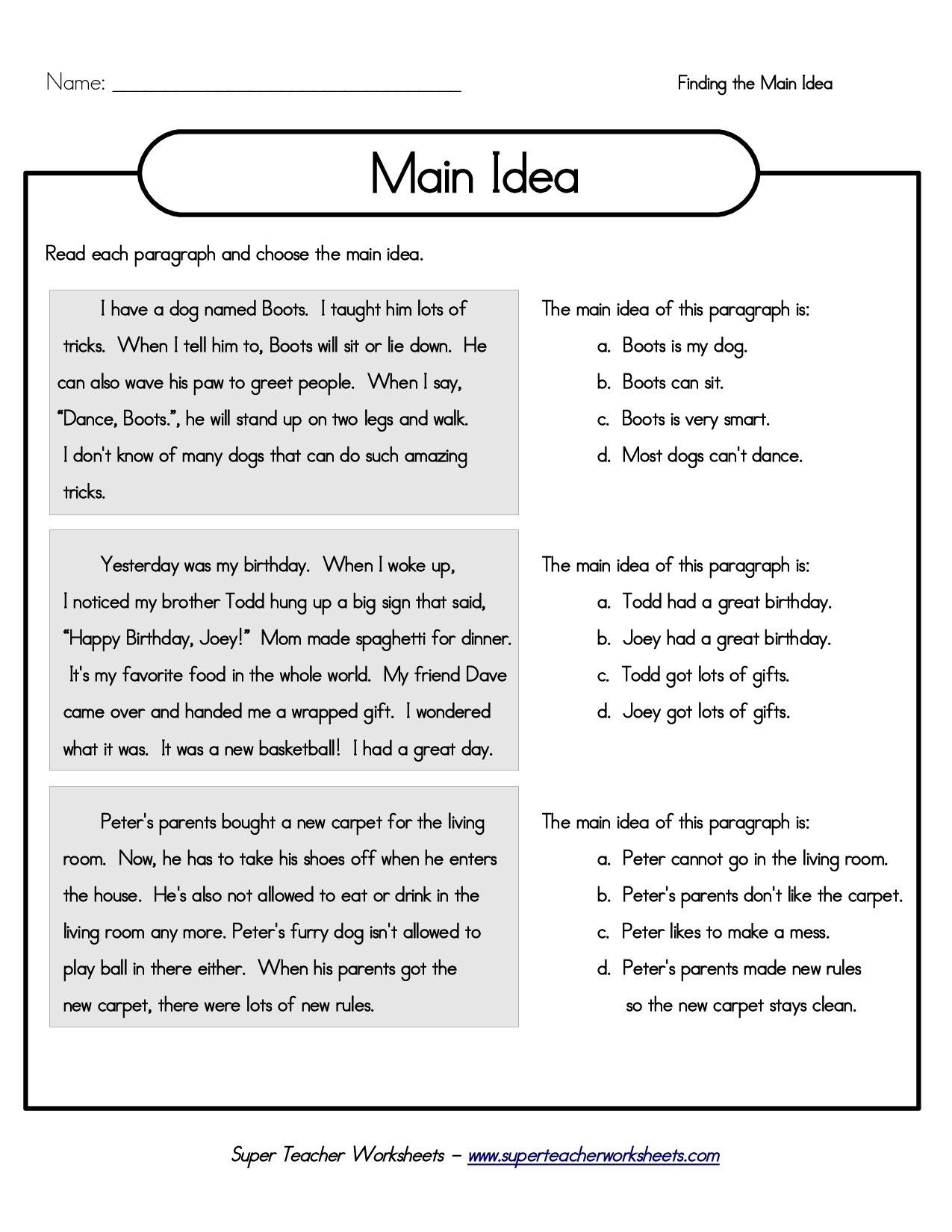 Printable 5Th Grade Main Idea Worksheets | My Classroom | Main Idea - Free Printable Summarizing Worksheets 4Th Grade