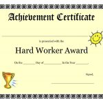 Printable Achievement Certificates Kids | Hard Worker Achievement   Free Printable Award Certificates For Elementary Students
