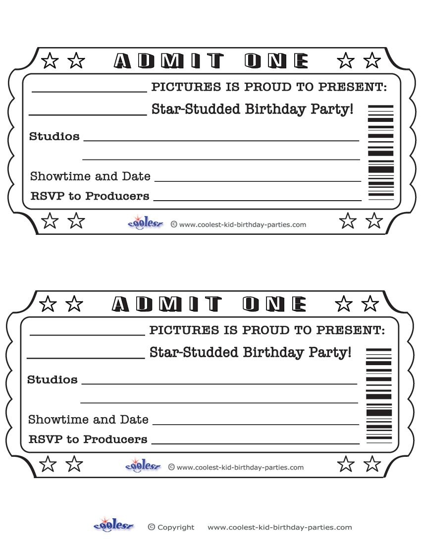 Printable Admit One Invitations Coolest Free Printables | Weddeng - Free Printable Movie Ticket Birthday Party Invitations
